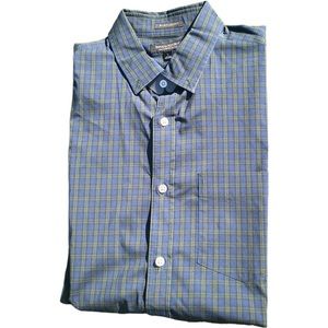 Banana Republic Navy and Green Tartan Plaid Button Down
